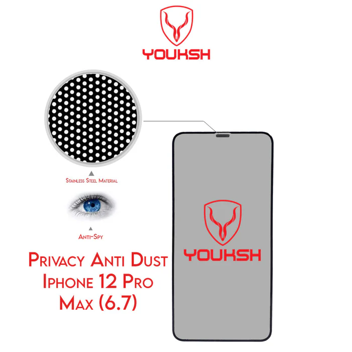 Youksh iPhone 12 Pro Max Privacy Anti-Dust Glass Protector