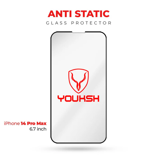 Youksh iPhone 14 Pro Max (6.7) Anti Static Tempered Glass Screen Protector