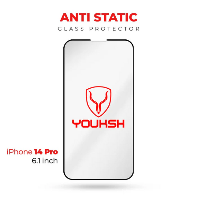 Youksh iPhone 14 Pro (6.1) Anti Static Clear Glass Protector