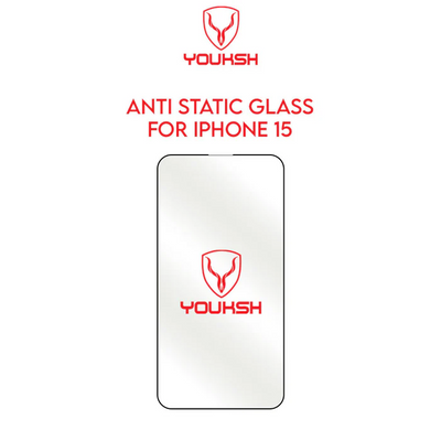 Youksh iPhone 15 Anti-Static Clear Tempered Glass Protector