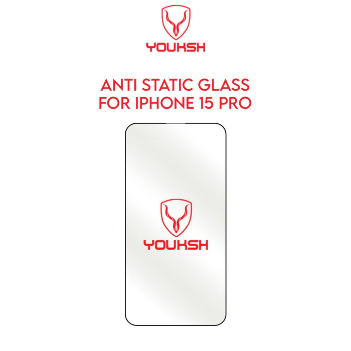 Youksh iPhone 15 Pro (6.1-inch) Anti-Static Clear Glass Protector