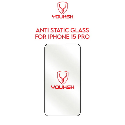 Youksh iPhone 15 Pro (6.1-inch) Anti-Static Clear Glass Protector