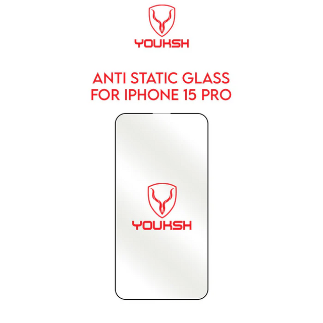 Youksh iPhone 15 Pro (6.1-inch) Anti-Static Clear Glass Protector