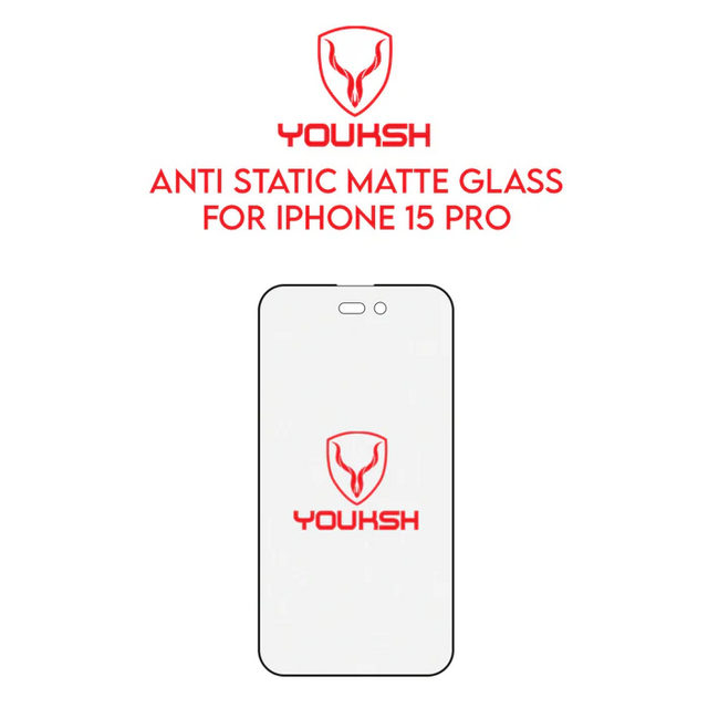 Youksh iPhone 15 Pro (6.1) Matte Anti-Static Glass Protector