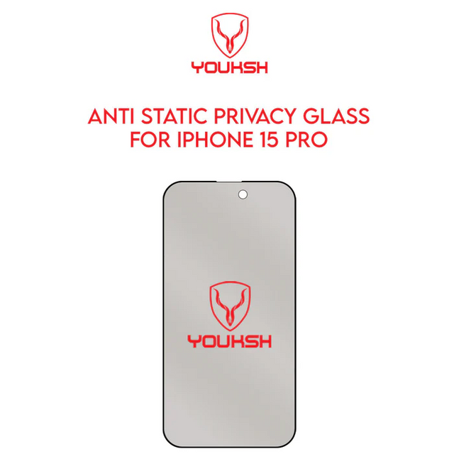 Youksh iPhone 15 Pro (6.1) Privacy Glass Protector