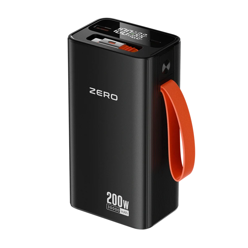 Zero Lumin L-300 black 30,000 mAh 200 W power bank with orange carrying strap