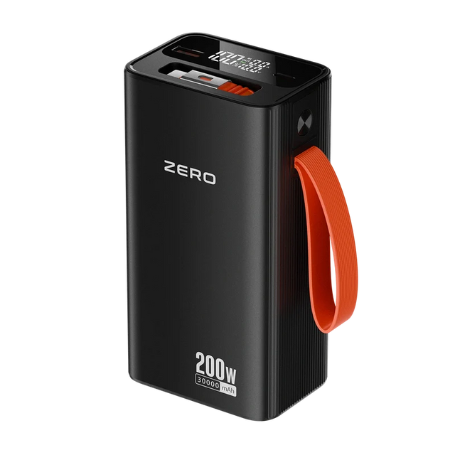 Zero Lumin L-300 black 30,000 mAh 200 W power bank with orange carrying strap