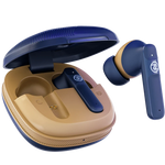 Zero Pulse earbuds and open charging case in Blue Coffee