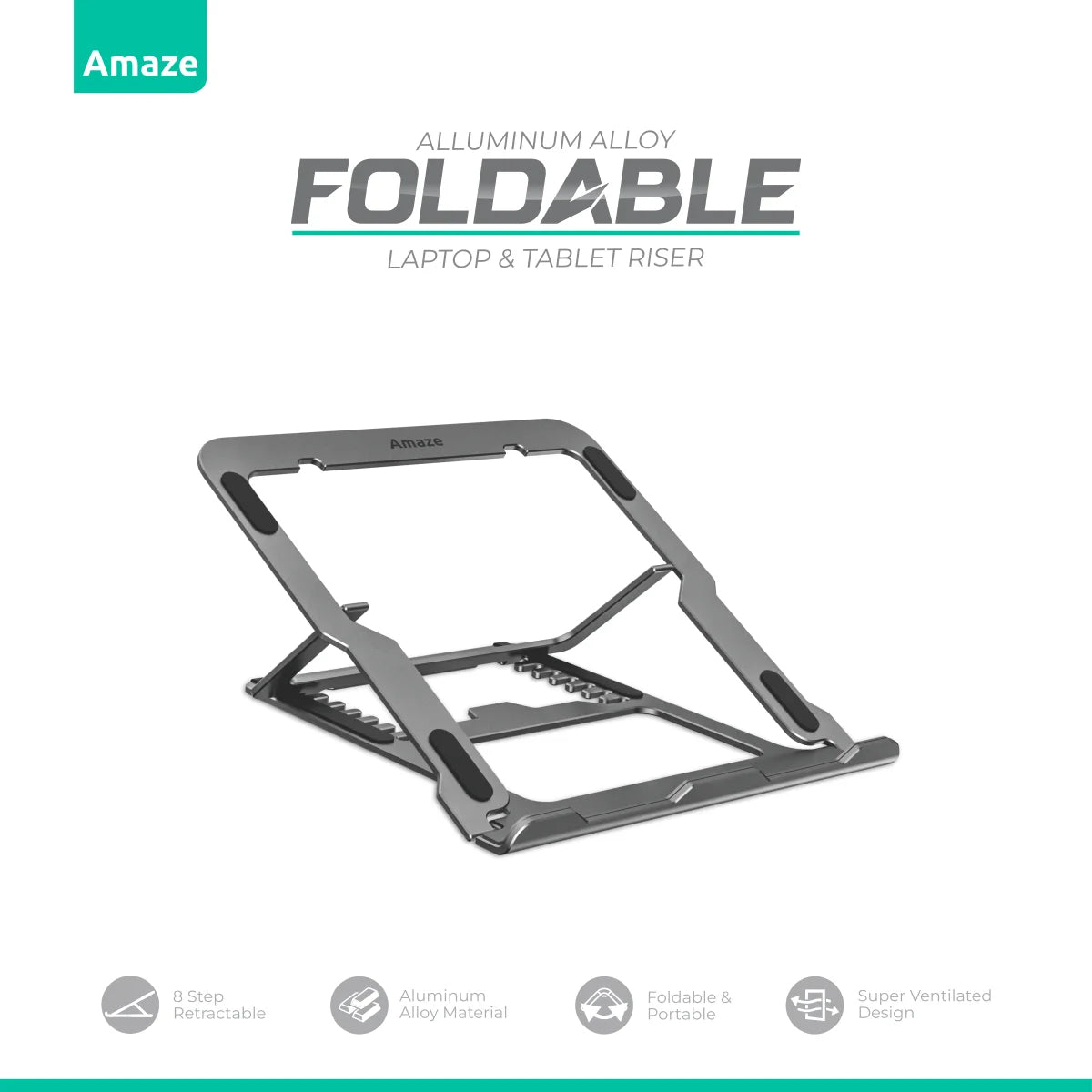Amaze Aluminum Alloy Foldable Laptop & Tablet Riser – A535