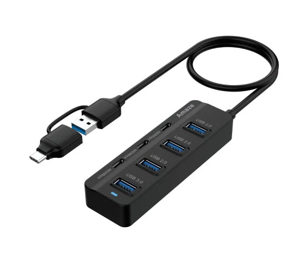 Amaze A327 Type C + USB 3.0 7 Port Hub – Black