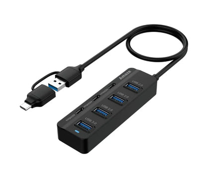Amaze A327 Type C + USB 3.0 7 Port Hub – Black