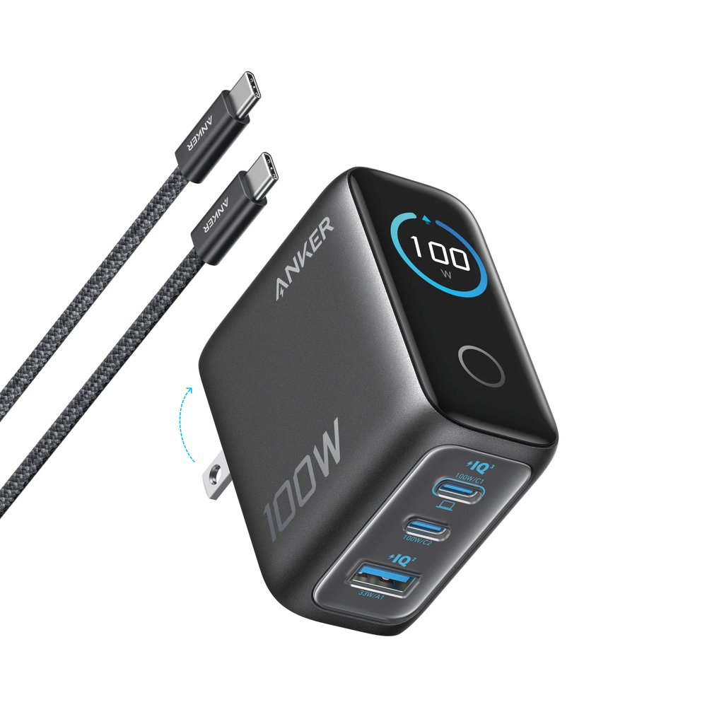 Anker 100W 3-Port Charger with Smart Display – B121B