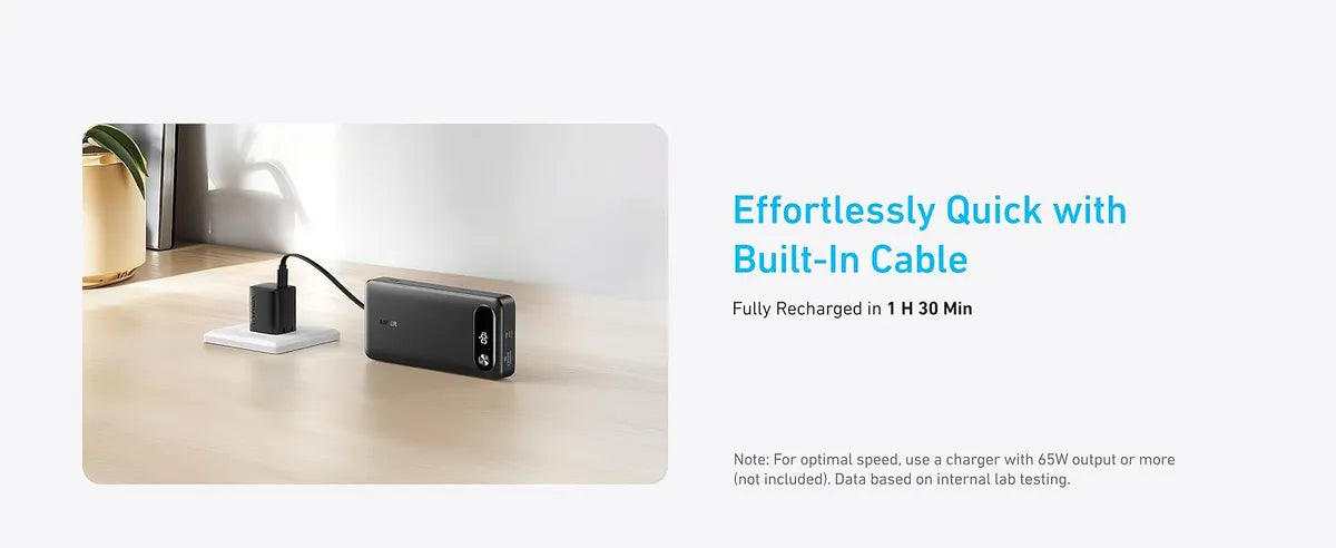 Anker Power Bank (20K, 87W, Built-In USB-C Cable) – A1383