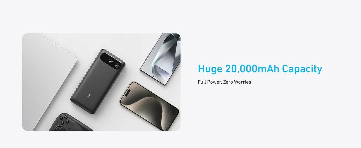 Anker Power Bank (20K, 87W, Built-In USB-C Cable) – A1383