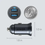 Anker PowerDrive 2 Alloy Metal 24W Mini Car Charger 2 Ports- A2727
