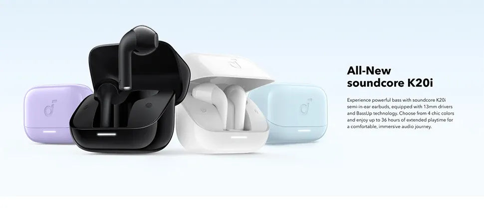 Anker Soundcore K20i Semi-in-Ear Earbuds with Bluetooth 5.3 & Upto 36 Hours Playtime