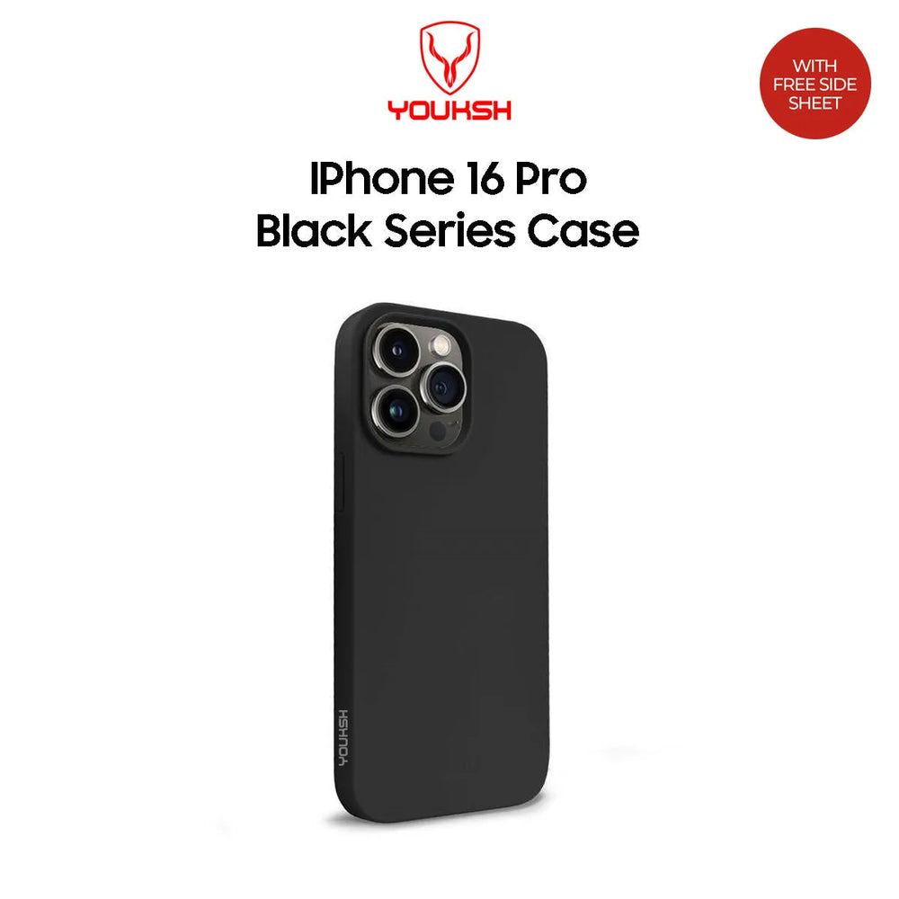 Youksh iPhone 16 Pro Black Silicone Case