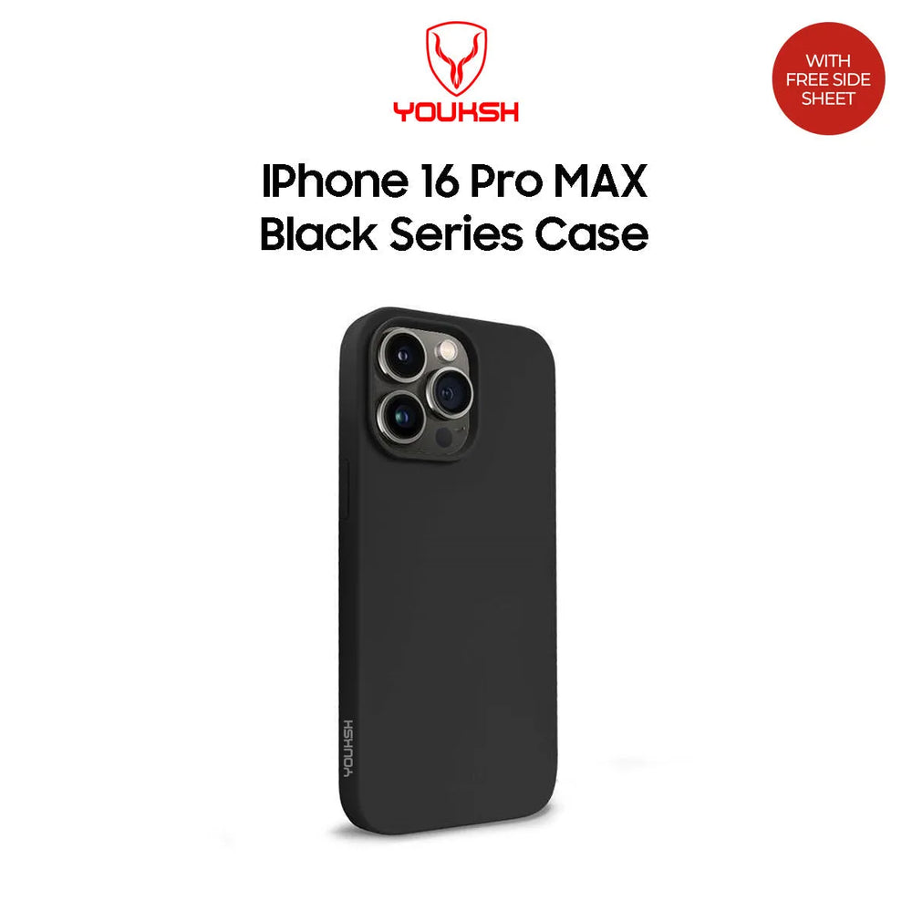 Youksh iPhone 16 Pro Max Black Silicone Case