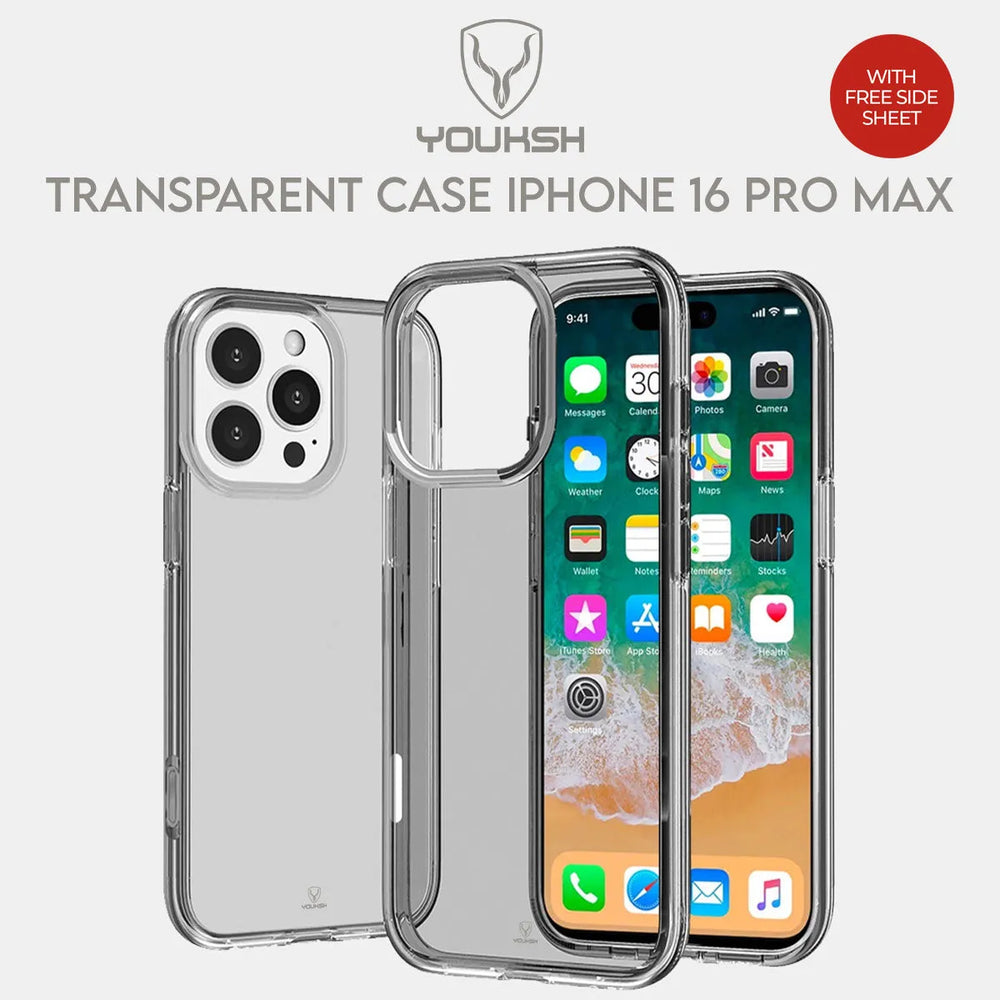 Youksh iPhone 16 Pro Max Transparent Smoke Case