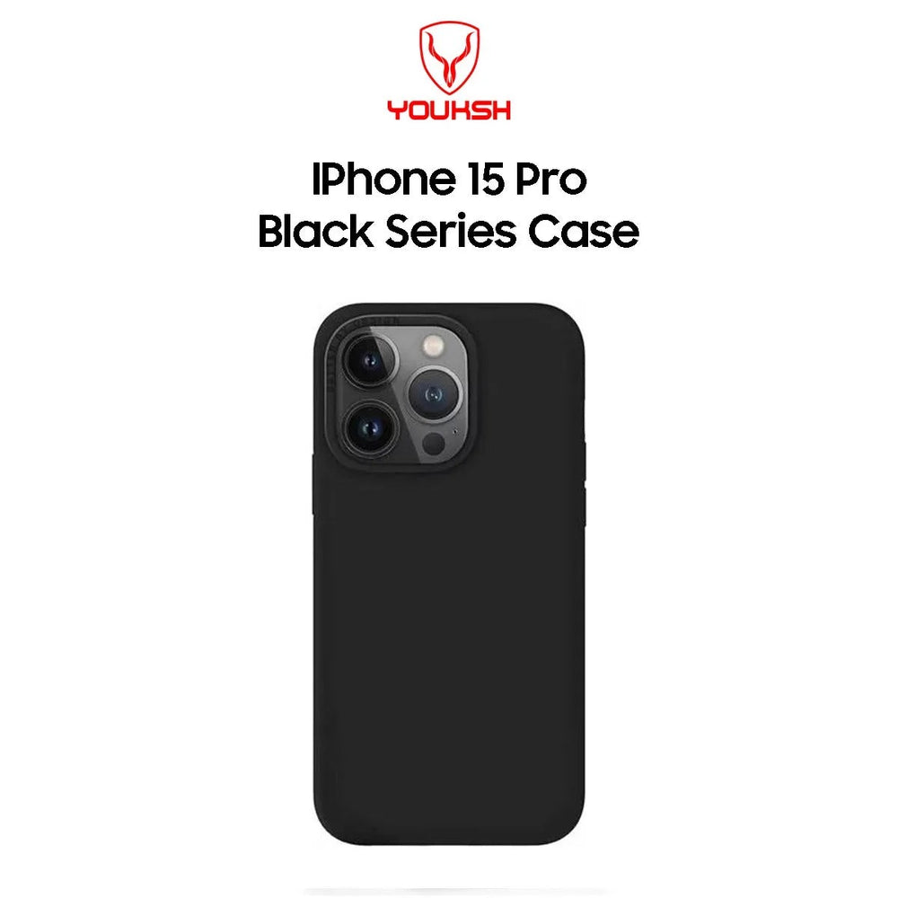 Youksh iPhone 15 Pro Black Silicone Case