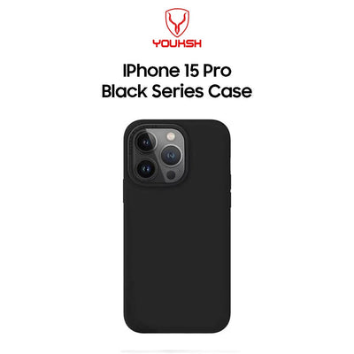 Youksh iPhone 15 Pro Black Silicone Case