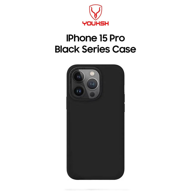 Youksh iPhone 15 Pro Black Silicone Case