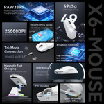 Attach Shark X6 PAW3395 26000DPI 49g±3g Gaming Mouse with Dock