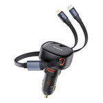 Baseus Enjoyment Pro 60W Car Charger with Retractable USB-C & Lightning Cables - view 2