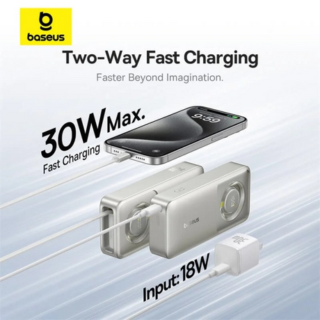 Baseus Free2Pull Power Bank with Retractable Cable 10000mAh 30W