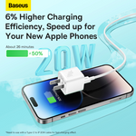 Baseus GaN5 Type-C 20W Fast Charger with 1m Type-C to Lightning PD20W Superior Series Fast Charging Data Cable - view 4