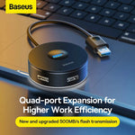 Baseus Round Box USB-C Hub Adapter (1x USB 3.0, 3x USB 2.0) 10cm Cable - view 7