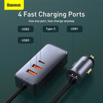 Baseus Share Together 120W PPS Multi-Port Fast Charging Car Charger with Extension Cord