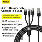 Baseus StarSpeed 3-in-1 Fast Charging Data Cable (USB-A to Micro/Lightning/USB-C)
