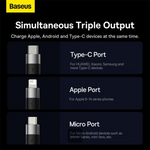 Baseus StarSpeed 3-in-1 Fast Charging Data Cable (USB-A to Micro/Lightning/USB-C)