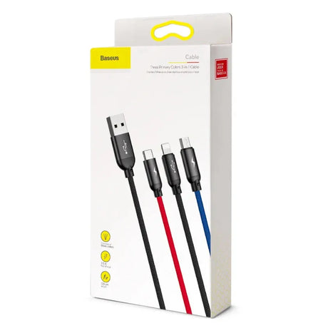 Baseus Three Primary Colors Series 3-in-1 Universal Charging Cable