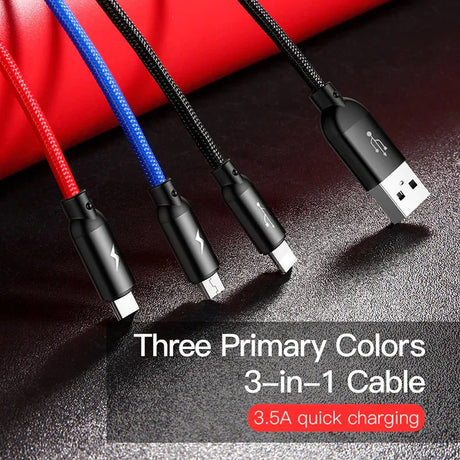 Baseus Three Primary Colors Series 3-in-1 Universal Charging Cable