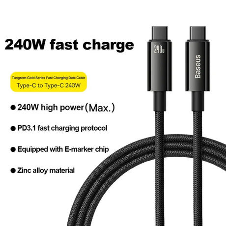 Baseus Tungsten Gold 240W USB-C to USB-C Fast Charging Data Cable
