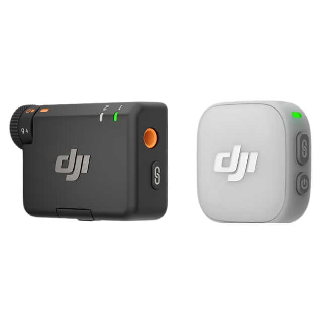 DJI Mic Mini 2 kit with one black receiver and one light grey transmitter