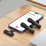 HOCO L20A Fair Dual-Mic Wireless Lavalier Microphone with Type-C & Lightning Connectivity – product view 4