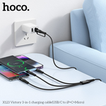 HOCO X123 Victory 3-in-1 Fast Charging Cable (Type-C to Micro/Type-C/Lightning)