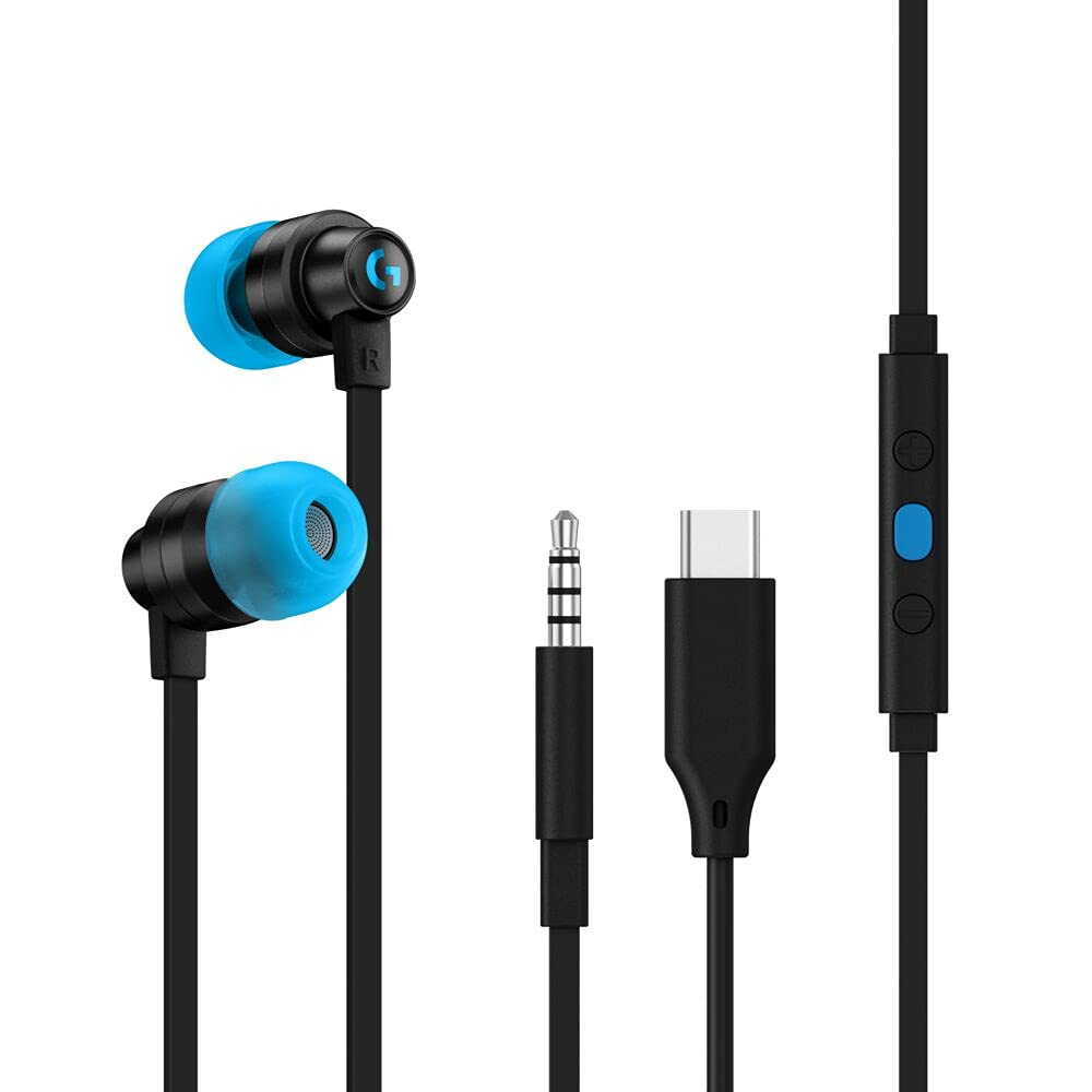 Logitech G333 Wired Gaming Earphones with USB-C Adapter and 3.5mm Aux Connectivity - product view
