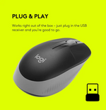Logitech M190 Full Size Wireless Mouse - Grey