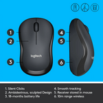 Logitech M221 Silent Wireless Mouse - Grey