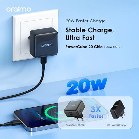 Oraimo 20W GaN Wall Charger Kit with Type-C to Lightning Cable – OCW-5201E-CL55