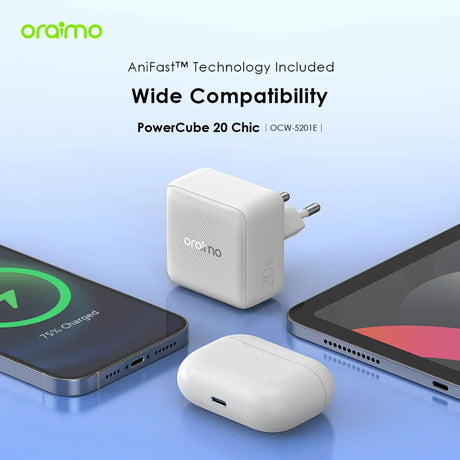 Oraimo 20W GaN Wall Charger Kit with Type-C to Lightning Cable – OCW-5201E-CL55