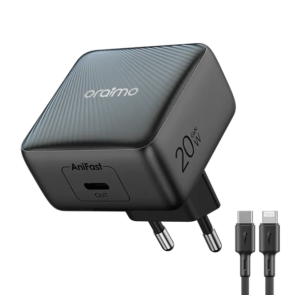 Oraimo 20W GaN Wall Charger Kit with Type-C to Lightning Cable – OCW-5201E-CL55