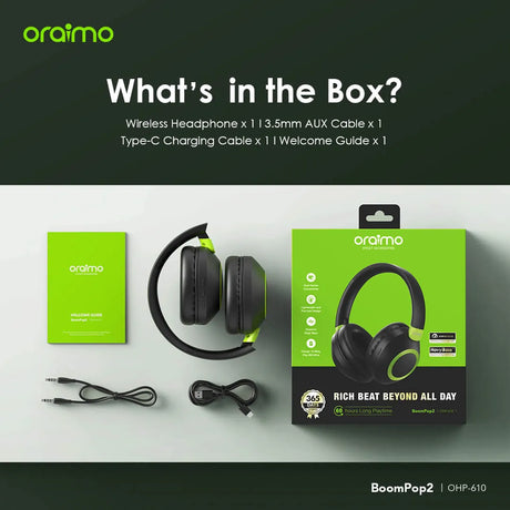 Oraimo BoomPop 2 ENC Over-Ear Wireless Headphones – OHP-610