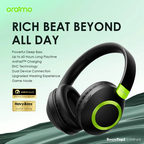 Oraimo BoomPop 2 ENC Over-Ear Wireless Headphones – OHP-610