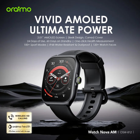 Oraimo Nova AM Smart Watch with 2.01″ AMOLED Display - OSW-812