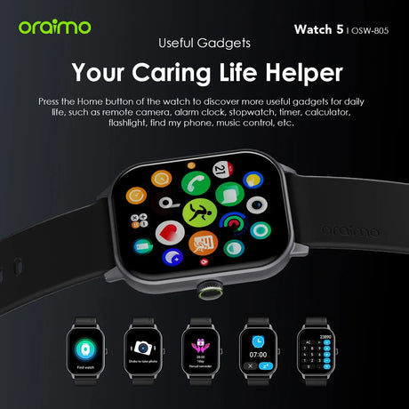 Oraimo Smart Watch 5 with 2.01″ HD Display - OSW-805